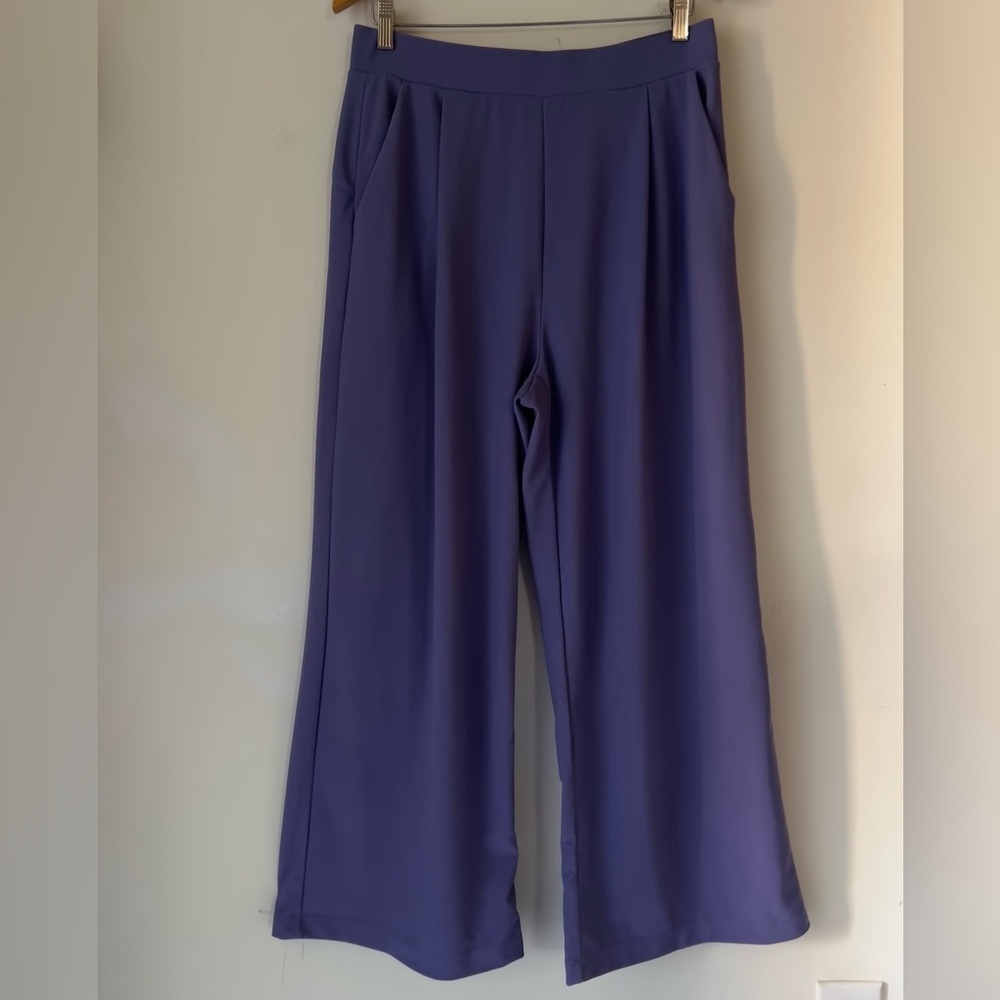 NWT Halara Wide Leg Flex MicroWaffle Pull On Pants Sz L Petite Purple